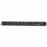 Eaton 1.9kW Single-Phase Switched PDU, LX Interface, 120V Outlets (8 5-15/20R), NEMA L5-20P/5-20P input, 12 ft. (3.66 m) Cord, 1U Rack, TAA — PDUMH20NET2LX