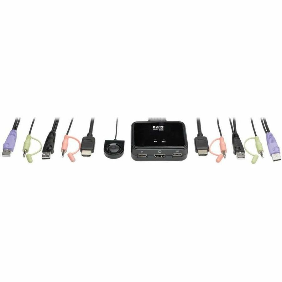 Eaton Tripp Lite Series 2-Port USB/HD Cable KVM Switch with Audio/Video, Cables and USB Peripheral Sharing — B032-HUA2