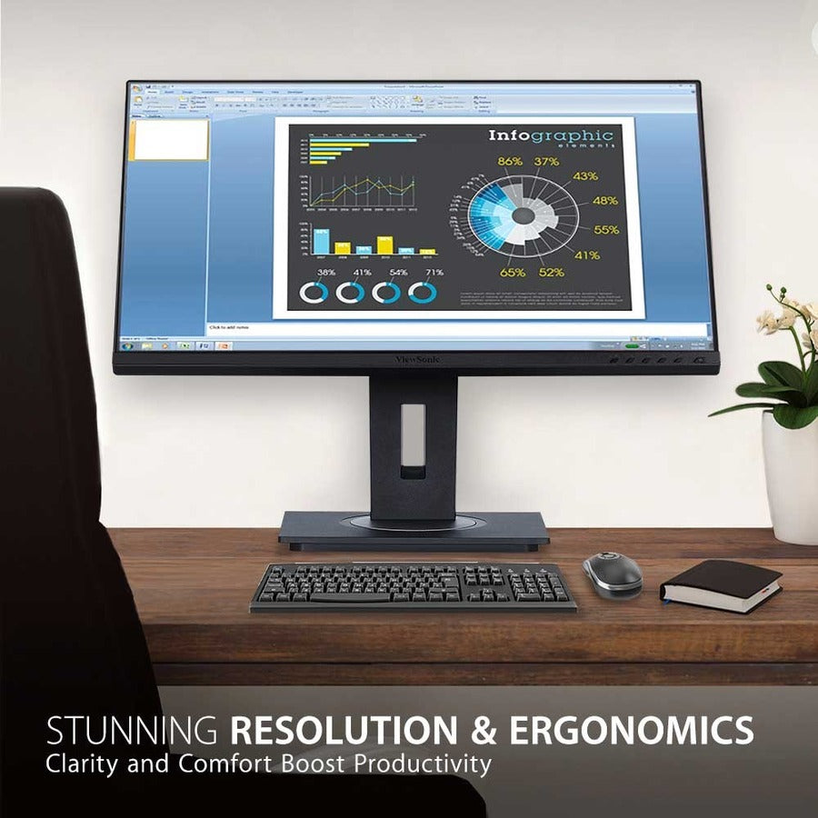 ViewSonic VG2755 27 Inch IPS 1080p Monitor with USB C, HDMI, DisplayPort, VGA and 40 Degree Tilt Ergonomics for Home and Office — VG2755