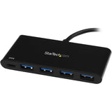 StarTech.com 4 Port USB C Hub with 4x USB Type-A (USB 3.0 SuperSpeed 5Gbps) - 60W Power Delivery Passthrough - Portable C to A Adapter Hub — HB30C4AFPD