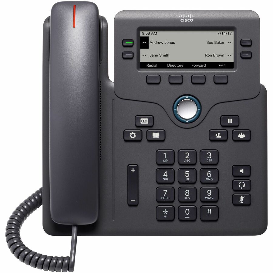 Cisco 6851 IP Phone - Corded - Corded - 3 Multiple Conferencing - Wall Mountable, Desktop - Charcoal — CP-6851-3PW-NA-K9=