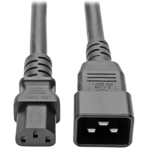 Eaton Tripp Lite Series C20 to C13 Power Cord for Computer - Heavy-Duty, 15A, 100-250V, 14 AWG, 3 ft. (0.91 m), Black — P032-003