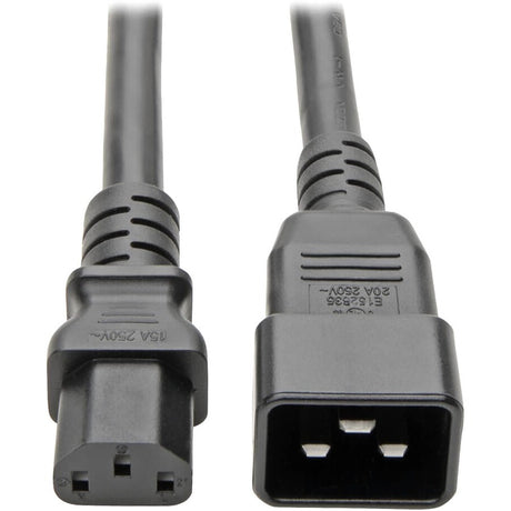 Eaton Tripp Lite Series C20 to C13 Power Cord for Computer - Heavy-Duty, 15A, 100-250V, 14 AWG, 3 ft. (0.91 m), Black — P032-003
