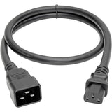 Eaton Tripp Lite Series C20 to C13 Power Cord for Computer - Heavy-Duty, 15A, 100-250V, 14 AWG, 3 ft. (0.91 m), Black — P032-003