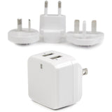 StarTech.com Travel USB Wall Charger &acirc;&euro;" 2 Port &acirc;&euro;" White &acirc;&euro;" Universal Travel Adapter &acirc;&euro;" International Power Adapter &acirc;&euro;" USB Charger — USB2PACWH