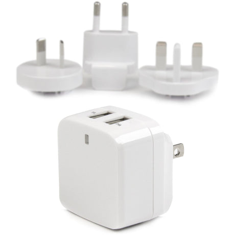 StarTech.com Travel USB Wall Charger &acirc;&euro;" 2 Port &acirc;&euro;" White &acirc;&euro;" Universal Travel Adapter &acirc;&euro;" International Power Adapter &acirc;&euro;" USB Charger — USB2PACWH