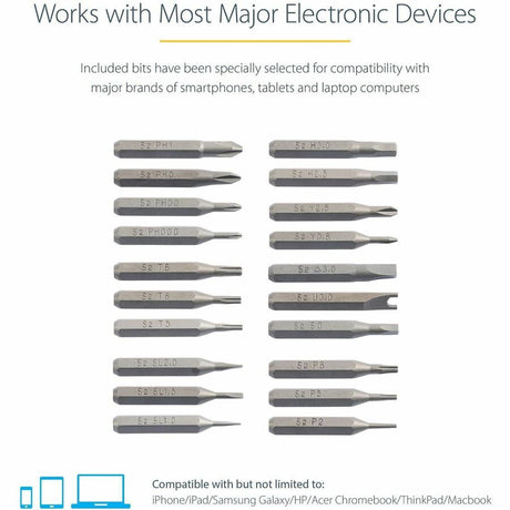 StarTech.com 20-Bit Electric Precision Screwdriver Set, Cordless/Battery Powered, Magnetic Bit Driver Kit for Laptop/Computer/Phone Repair — CTK20PCEDRIVE