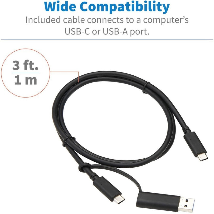 Eaton Tripp Lite Series USB-C Dock, Dual Display - Dual HDMI, USB 3.x (5Gbps) Hub, GbE, 3.5 mm, 85W PD Charging — U442-DOCK20-B