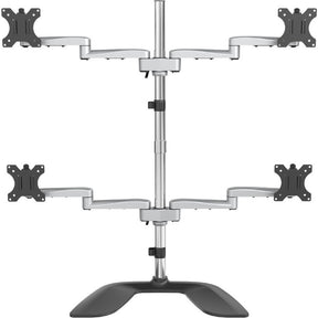 StarTech.com Quad Monitor Stand, Desktop VESA 4 Monitor Arm up to 32" (17.6lb/8kg) Screens, Ergonomic Articulating Pole Mount, Adjustable — ARMQUADSS