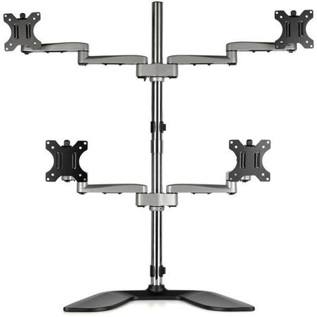 StarTech.com Quad Monitor Stand, Desktop VESA 4 Monitor Arm up to 32" (17.6lb/8kg) Screens, Ergonomic Articulating Pole Mount, Adjustable — ARMQUADSS