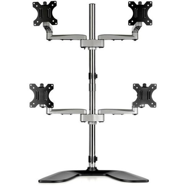 StarTech.com Quad Monitor Stand, Desktop VESA 4 Monitor Arm up to 32" (17.6lb/8kg) Screens, Ergonomic Articulating Pole Mount, Adjustable — ARMQUADSS