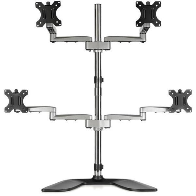 StarTech.com Quad Monitor Stand, Desktop VESA 4 Monitor Arm up to 32" (17.6lb/8kg) Screens, Ergonomic Articulating Pole Mount, Adjustable — ARMQUADSS