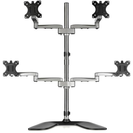 StarTech.com Quad Monitor Stand, Desktop VESA 4 Monitor Arm up to 32" (17.6lb/8kg) Screens, Ergonomic Articulating Pole Mount, Adjustable — ARMQUADSS