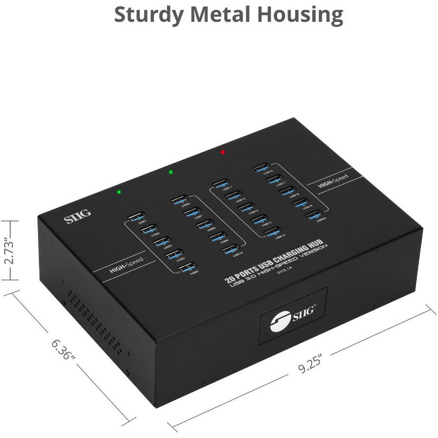 SIIG 20-Port Industrial USB 3.0 Hub with Charging - 200W — ID-US0611-S1
