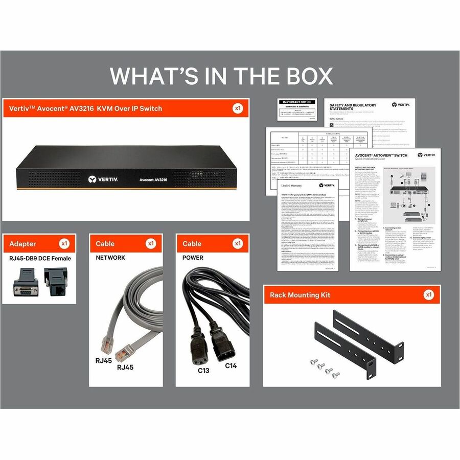 Vertiv Avocent AV3000 KVM Over IP Switch | 16 port KVM | VGA Cable (AV3216-400) — AV3216-400
