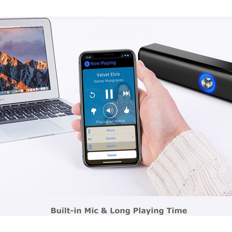 Adesso Xtream S6 Portable Bluetooth & Aux Sound Bar Speaker - 10W x 2 -Black - 3.5mm - Rechargeable Battery - Volume Control Knob - Wired/Wireless — XtreamS6