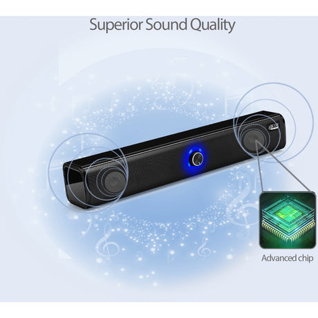 Adesso Xtream S6 Portable Bluetooth & Aux Sound Bar Speaker - 10W x 2 -Black - 3.5mm - Rechargeable Battery - Volume Control Knob - Wired/Wireless — XtreamS6