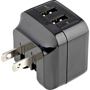 StarTech.com 2 Port USB Wall Charger, 17W Wall Charger Hub (2.4A & 1A port), Dual USB-A Power Adapter, Portable Charger for Phones/Tablets — USB2PACUBK