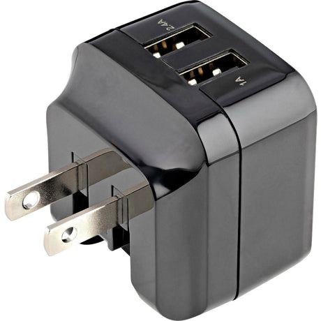 StarTech.com 2 Port USB Wall Charger, 17W Wall Charger Hub (2.4A & 1A port), Dual USB-A Power Adapter, Portable Charger for Phones/Tablets — USB2PACUBK