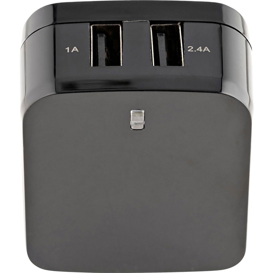 StarTech.com 2 Port USB Wall Charger, 17W Wall Charger Hub (2.4A & 1A port), Dual USB-A Power Adapter, Portable Charger for Phones/Tablets — USB2PACUBK