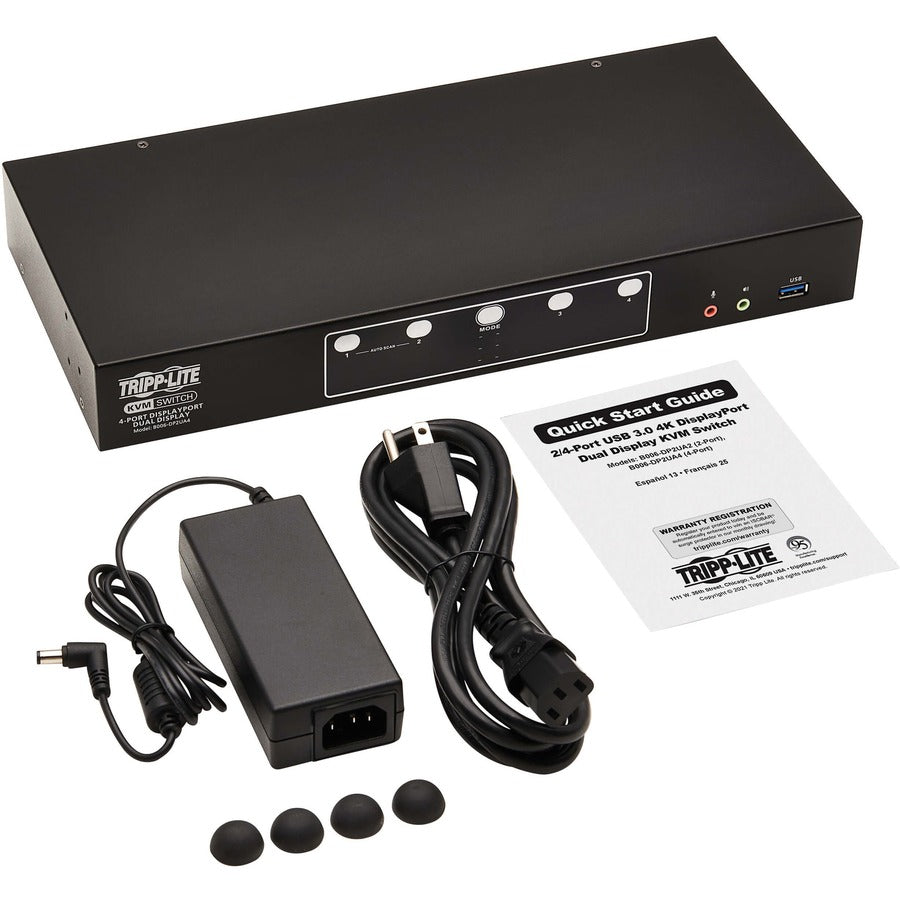 Eaton Tripp Lite Series 4-Port DisplayPort Dual-Display KVM Switch - 4K 60 Hz, USB 3.2 Gen 1, HDCP 2.2, USB Sharing — B006-DP2UA4