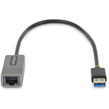StarTech.com USB to Ethernet Adapter, USB 3.0 to 10/100/1000 Gigabit Ethernet LAN Adapter, 1ft/30cm Attached Cable, USB to RJ45 Adapter — USB31000S2