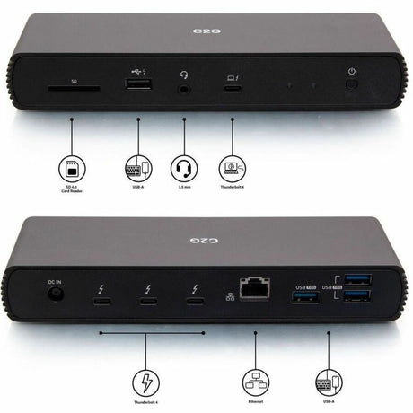 C2G Thunderbolt 4 Dock - Dual Monitor Docking Station with USB, Ethernet, SD Reader, and AUX - Power Delivery up to 90W — C2G54537