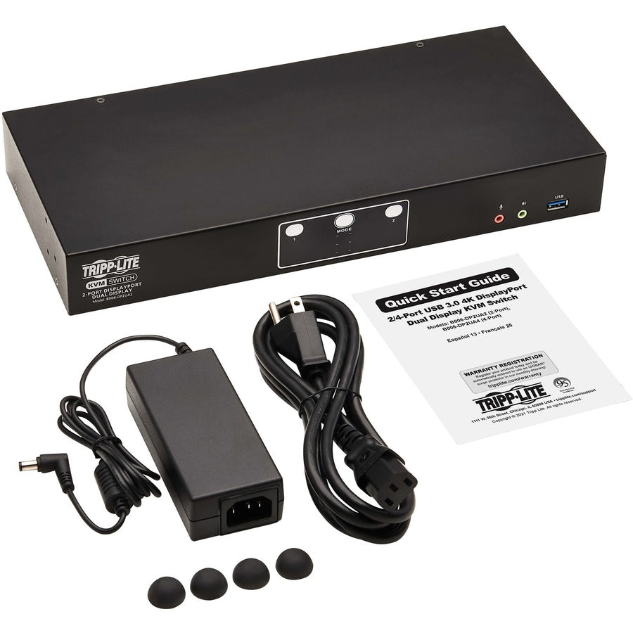 Eaton Tripp Lite Series 2-Port DisplayPort Dual-Display KVM Switch - 4K 60 Hz, USB 3.2 Gen 1, HDCP 2.2, USB Sharing — B006-DP2UA2