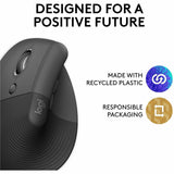 Logitech Lift Left Vertical Ergonomic Mouse, Left-handed, Wireless, Bluetooth or Logi Bolt USB, Quiet clicks, Graphite — 910-006467
