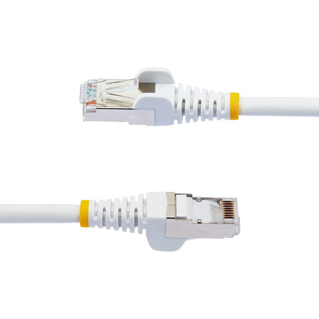 StarTech.com 2ft CAT6a Ethernet Cable, White Low Smoke Zero Halogen (LSZH) 10 GbE 100W PoE S/FTP Snagless RJ-45 Network Patch Cord — NLWH-2F-CAT6A-PATCH