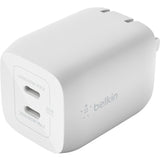 Belkin BoostCharge Pro Dual USB-C GaN Wall Charger with PPS 65W Laptop Chromebook Charging - Power Adapter — WCH013dqWH