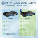 TRENDnet 24-Port Gigabit Switch, TEG-S25, 24 x Gigabit RJ-45 Ports, 48Gbps Switching Capacity, Fanless Design, Metal Enclosure, Internal Power Supply, Lifetime Protection, Black — TEG-S25D