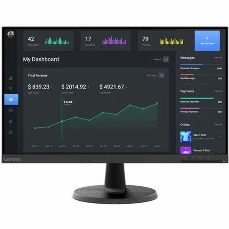 Lenovo D24-40 24" Class Full HD LED Monitor - 16:9 - Raven Black — 67A2KCC6US