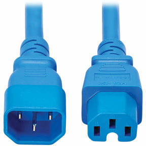 Eaton Tripp Lite Series Power Cord C14 to C15 - Heavy-Duty, 15A, 250V, 14 AWG, 10 ft. (3.1 m), Blue — P018-010-ABL