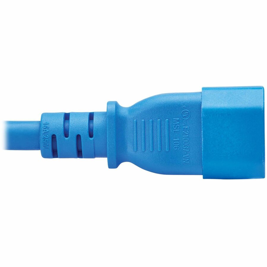 Eaton Tripp Lite Series Power Cord C14 to C15 - Heavy-Duty, 15A, 250V, 14 AWG, 10 ft. (3.1 m), Blue — P018-010-ABL