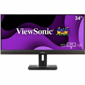 ViewSonic VG3456A 34 Inch 21:9 UltraWide QHD 1440p IPS Monitor with Ergonomic Design, 100W USB C, Docking Built-In, Gigabit Ethernet RJ54 for Home and Office — VG3456A