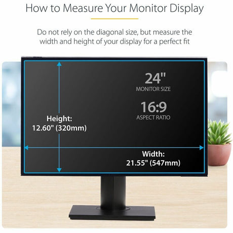 StarTech.com 24-inch 16:9 Computer Monitor Privacy Screen, Hanging Acrylic Filter, Monitor Screen Protector/Shield, +/- 30 Deg., Glossy — 2469A-PRIVACY-SCREEN