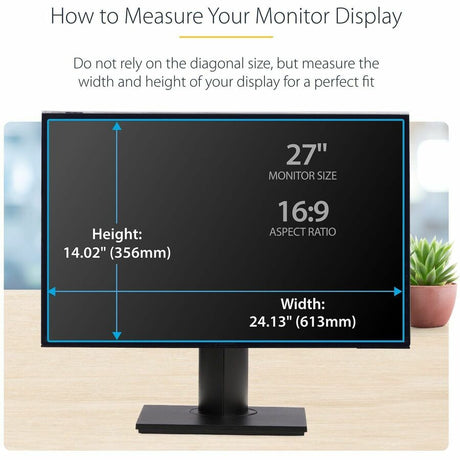 StarTech.com 27-inch 16:9 Computer Monitor Privacy Screen, Hanging Acrylic Filter, Monitor Screen Protector/Shield, +/- 30 Deg., Glossy — 2769A-PRIVACY-SCREEN