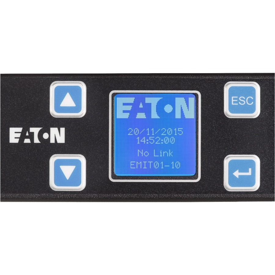 Eaton Metered Input rack PDU, 1U, 5-20P input, 1.92 kW max, 120V, 16A, 10 ft cord, Single-phase, Outlets: (12) 5-20R — EMIT01-10