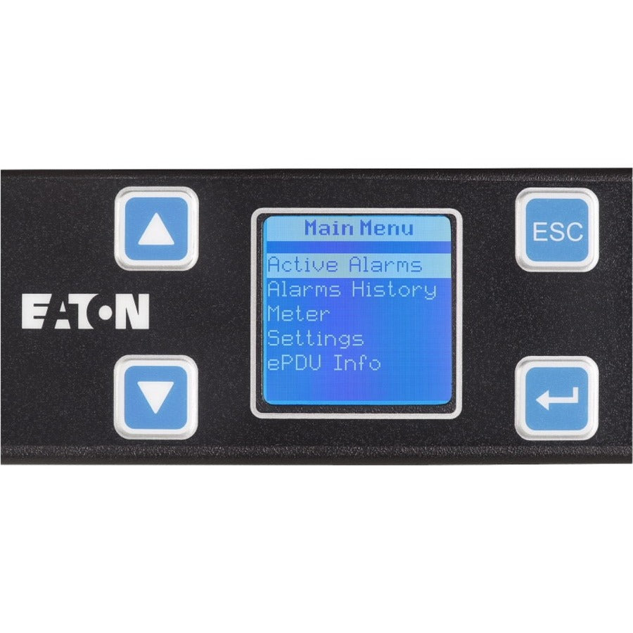 Eaton Metered Input rack PDU, 1U, 5-20P input, 1.92 kW max, 120V, 16A, 10 ft cord, Single-phase, Outlets: (12) 5-20R — EMIT01-10