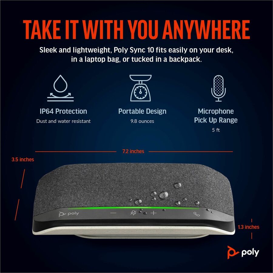 Poly Sync 10 USB-A USB-C Speakerphone — 772C3AA
