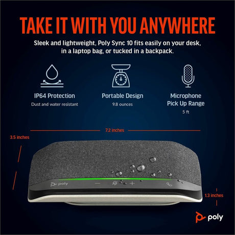 Poly Sync 10 USB-A USB-C Speakerphone — 772C3AA