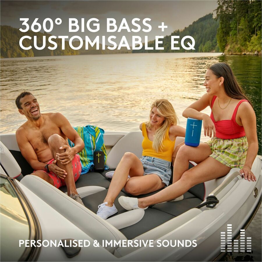 ULTIMATE EARS EVERBOOM Wireless Bluetooth Portable Speaker, Big Bass and Immersive 360-Degree Sound, Floatable Waterproof Speaker IP67, up to 20-Hour Battery and 180 ft (55 m) Range, Blue — 984-001923