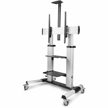 StarTech.com Rolling TV Cart/Stand On Wheels, For 60-100inch Flat Screens and 220lb, Height Adjustable Mobile Trolley Mount/Portable Stand — 1110C-MOBILE-TV-CART