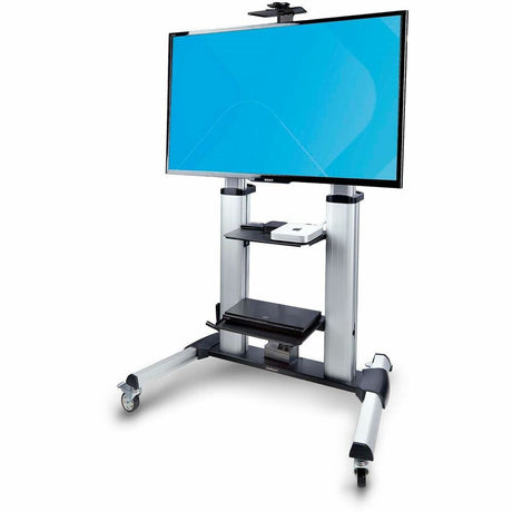 StarTech.com Rolling TV Cart/Stand On Wheels, For 60-100inch Flat Screens and 220lb, Height Adjustable Mobile Trolley Mount/Portable Stand — 1110C-MOBILE-TV-CART