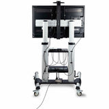 StarTech.com Rolling TV Cart/Stand On Wheels, For 60-100inch Flat Screens and 220lb, Height Adjustable Mobile Trolley Mount/Portable Stand — 1110C-MOBILE-TV-CART