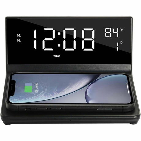 Supersonic Dual Alarm Clock with Wireless Charger 2-IN-1 Wireless Charger — SC-6025QI