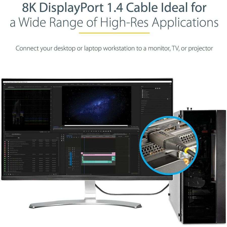 StarTech.com 1ft (30cm) DisplayPort 1.4 Cable, 8K 60Hz HDR10, UHD 4K 120Hz Video, DP to DP Monitor Cord, DP 1.4 Cable, M/M — DP14VMM1F