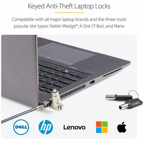 StarTech.com 25-Pack Universal Laptop Lock 6.6ft, Keyed Alike Locking Cable, Security Cable, Compatible w/Noble Wedge&reg;/Nano/K-Slot — UNIVKA25-LAPTOP-LOCK