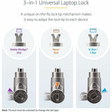 StarTech.com 25-Pack Universal Laptop Lock 6.6ft, Keyed Alike Locking Cable, Security Cable, Compatible w/Noble Wedge&reg;/Nano/K-Slot — UNIVKA25-LAPTOP-LOCK